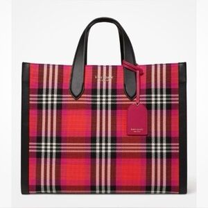 Kate Spade New York Manhattan Foliage &. Plaid Large Tote Bag